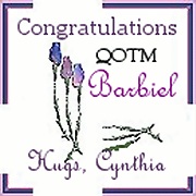 !!! Congratulations from Cynthia !!!